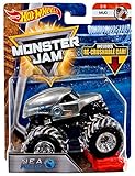 2018 Hot Wheels Monster Jam 1:64 Scale Truck with Re-Crushable Car - NEA (New Earth Authority) Police