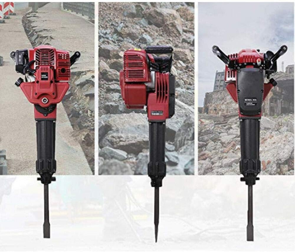 52CC 2.4HP Gasoline Demolition Jack Hammer Concrete Breaker Punch 2 Chisel Bits Floor Stone Breaker Punch Drill Chisel