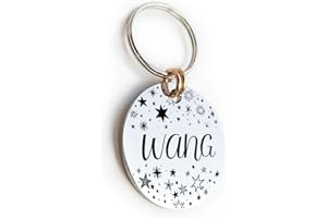 Cat Dog ID Tag Personalized Custom for Pet Collar Name A Sky Full of Stars Lightning Hearts Front and Back Engraving Medium D