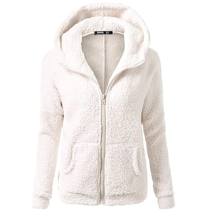 Damen Hoodie Kapuzenjacke Rovinci Frauen Teddy Mode Wesentlich Fleece Einfarbig Langarm Sweatjacke Warme Fleecejacke Pullover