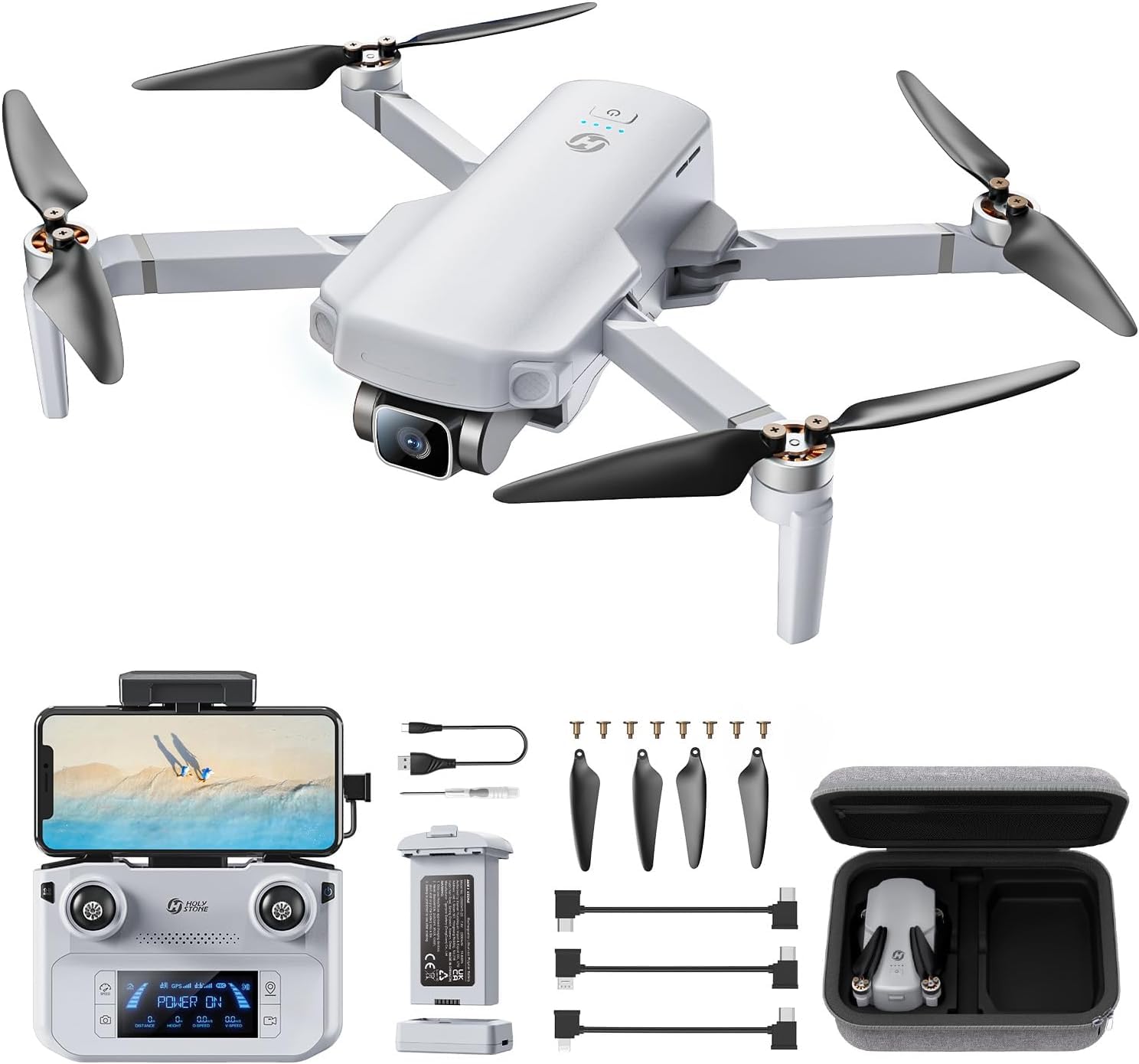 Holy Stone HS360E GPS Drone with 4K EIS Camera, 6KM Image Transmission, 1200W Sensor, 30 Mins Flight Time, Foldable RC Quadcopter with Follow Me, Auto Return, 249g Lightweight Camera Drone for Adults — image 1