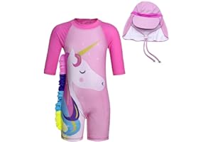 AmzBarley Girls Unicorn Rash Guard One Piece Swimsuit Bathing Suit UPF 50+ Sunsuit Swimwear 2-7 Years
