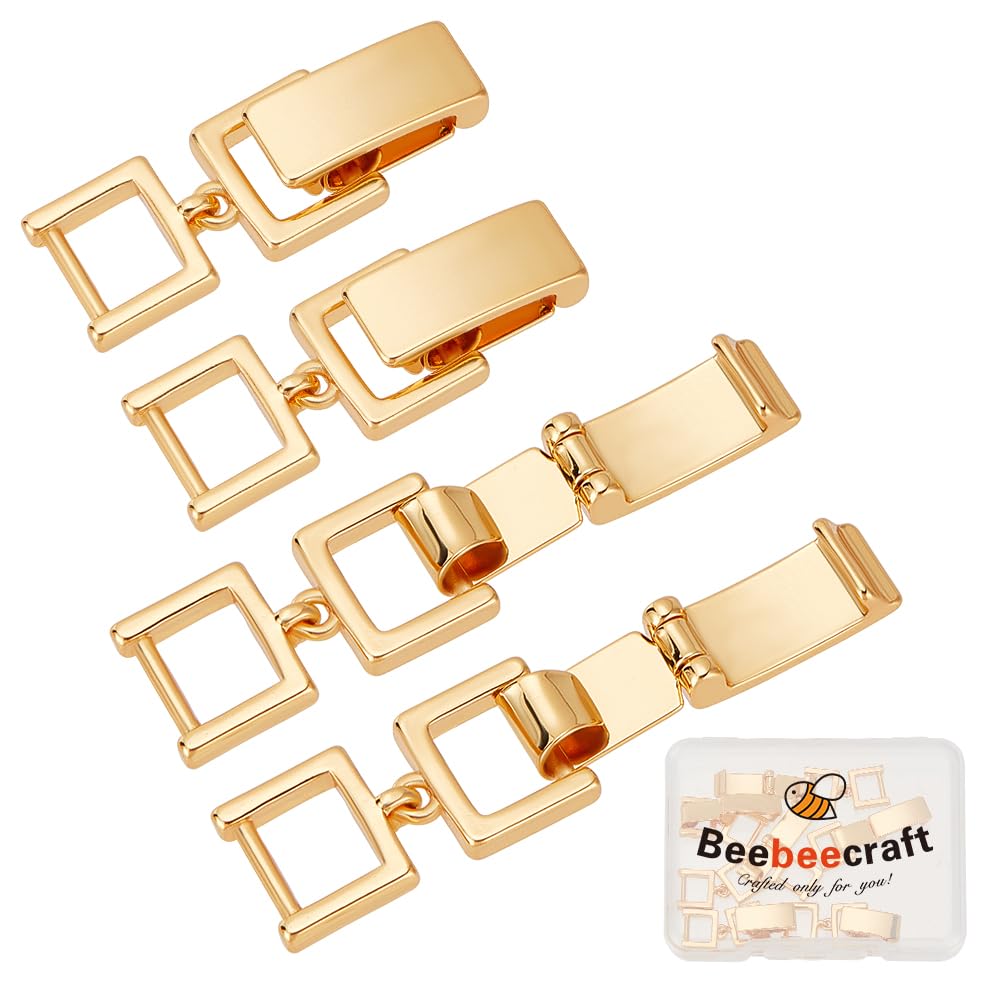 Beebeecraft 1 Box 6Pcs Bracelet Fold Over Clasps 29mm Real 24K Gold Plated Brass Foldover Clasp Extender Jewelry Extension for Jewelry Making Bracelet Necklace Supplies DIY Crafts