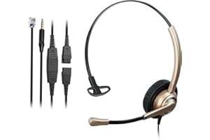 MAIRDI Telephone Headset with Microphone Noise Canceling, with RJ9 Jack & 3.5mm Connector for Office Call Center Deskphone PC Laptop, Work for Nortel Yealink Landline Phones Cisco 6851 6945 7841