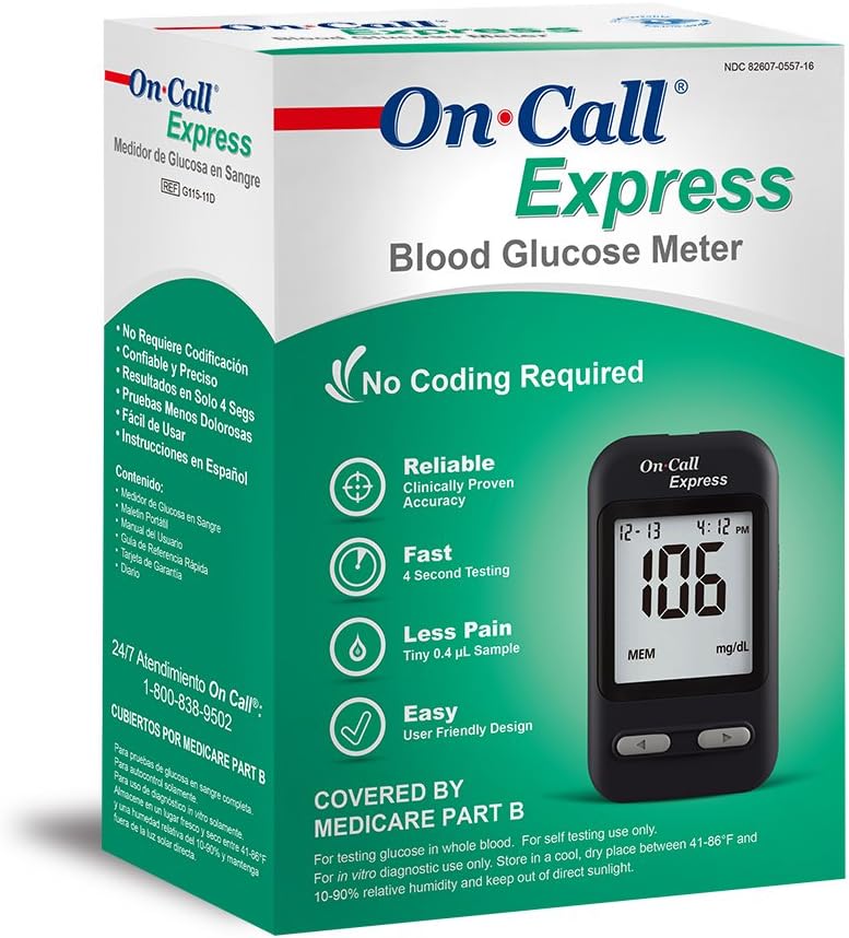 On Call Express Blood Glucose Monitor Glucose Meter Manual And Case Only Health Personal Care Amazon Com