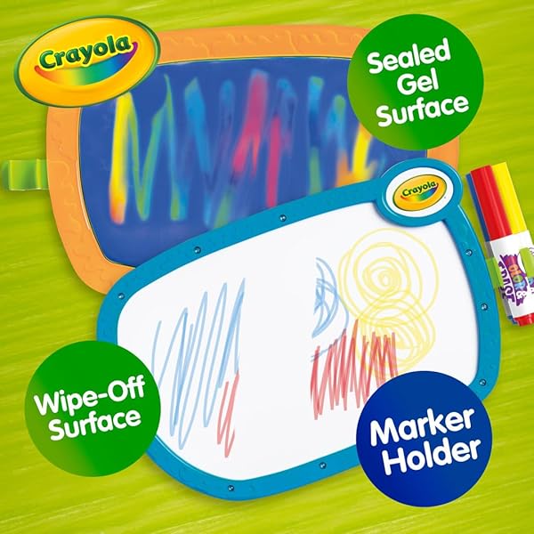 CRAYOLA 2-IN-1 DOODLE BOARD FOR TODDLERS, SQUISHY & ERASABLE DRAWING TABLET, EDUCATIONAL TODDLER TOY, TRAVEL ACTIVITY, SKETCHING PAD, GIFT FOR KIDS