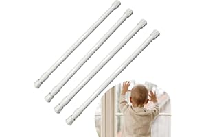 LQUCWEPP 4Pcs Window Security Bars White Sliding Door Security Bar,15.8 to 27.6 Inch Adjustable Sliding Door Lock Bar with Ru