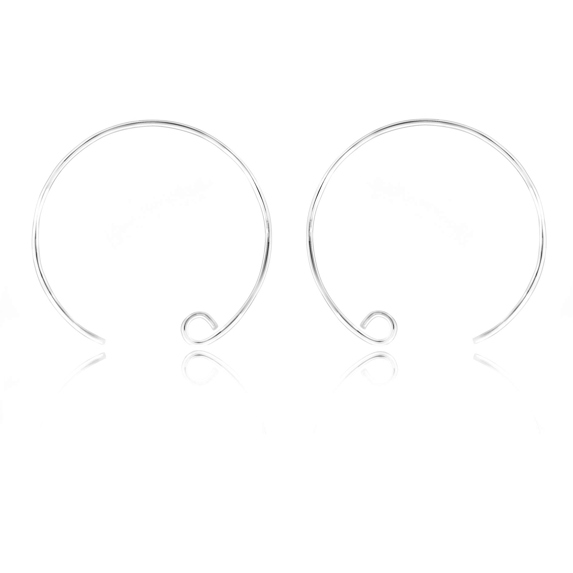 5 Pairs Spiral Hook Earring Findings, Nickel Free 925 Sterling Silver, 25mm Diameter