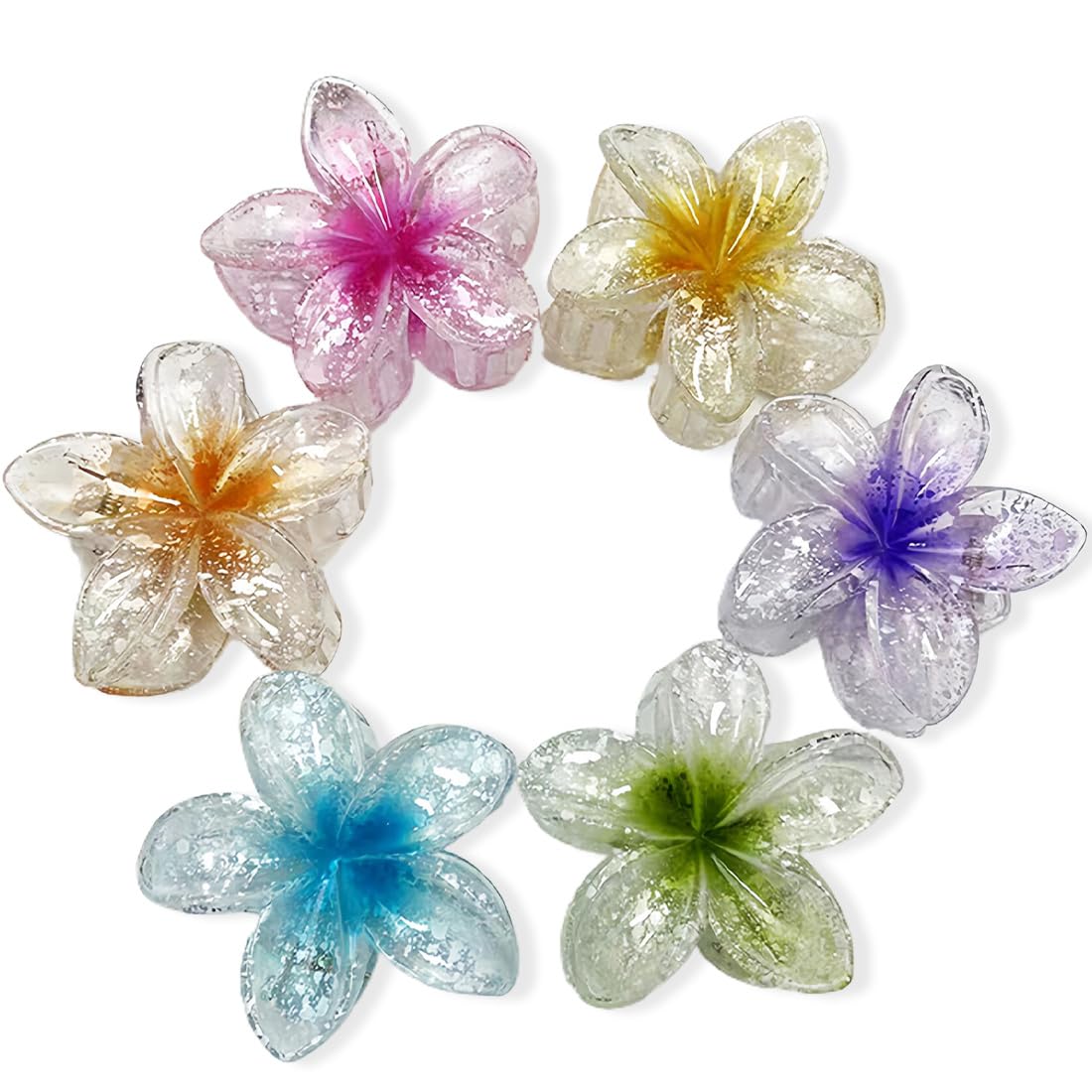 6 Pcs Flower Hair Clips Women's Claw Claw Elegant Non-Slip Plastic Clips with Flowers Durable Clips for Long Thick Hair Women for Girls and Women Summer Holidays
