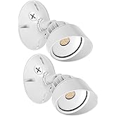 Maxxima LED Outdoor Flood Wall Light, Exterior Security Light w/Adjustable Head, 950 Lumens, 3000K Warm White, White (2 Pack)