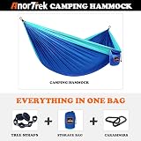 AnorTrek Camping Hammock Super Lightweight Parachute Nylon 110x55 Blue view 4