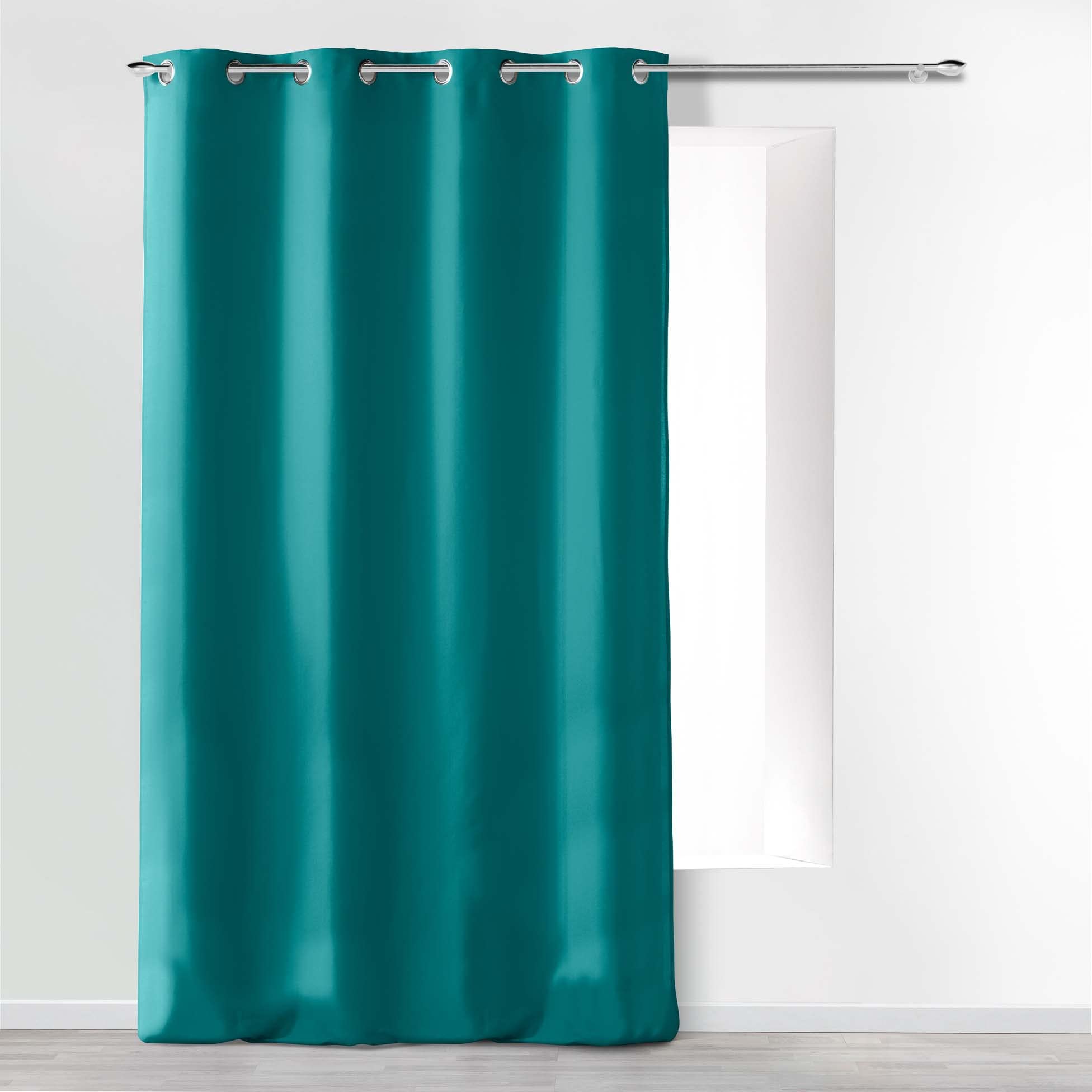 Douceur d'Intérieur Absolu Microfibre Curtain with Eyelets, Plain, Polyester, polyester, blue, 140 cm x 260 cm