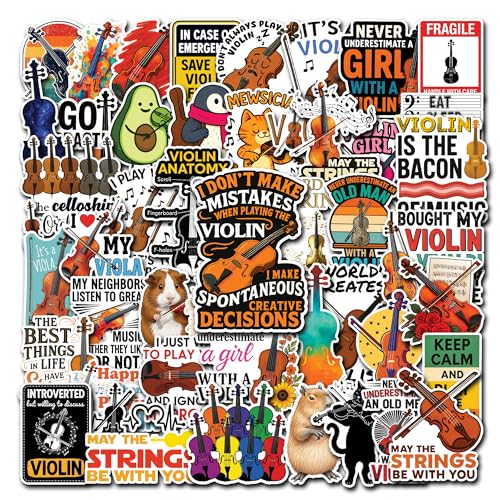 HIZILY Violin Stickers 50 Pcs Music Instrument Vinyl Decals