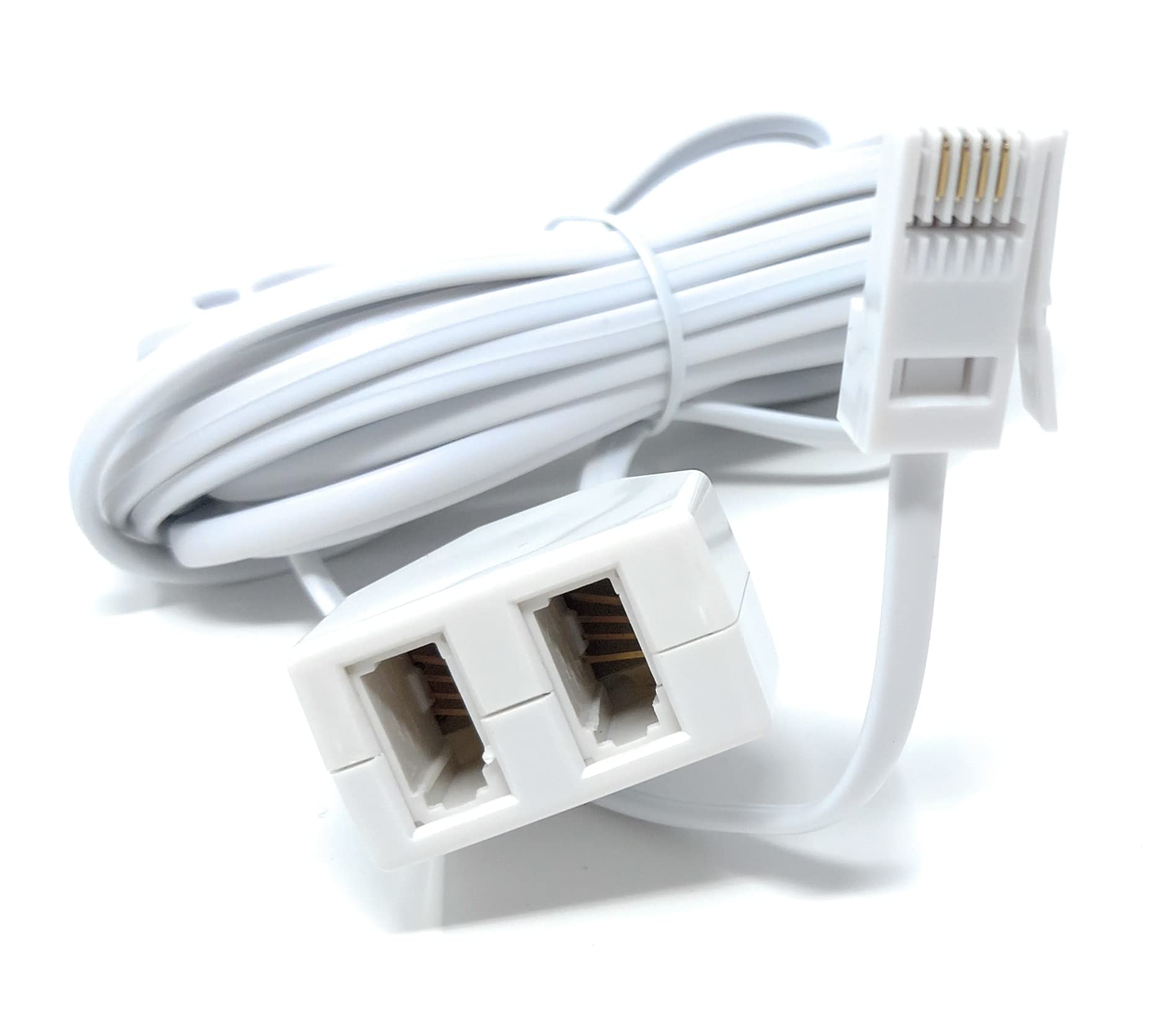5M Twin Extension Lead - One BT Jack to Two BT Sockets, Double Telephone Splitter Cable 16.5ft