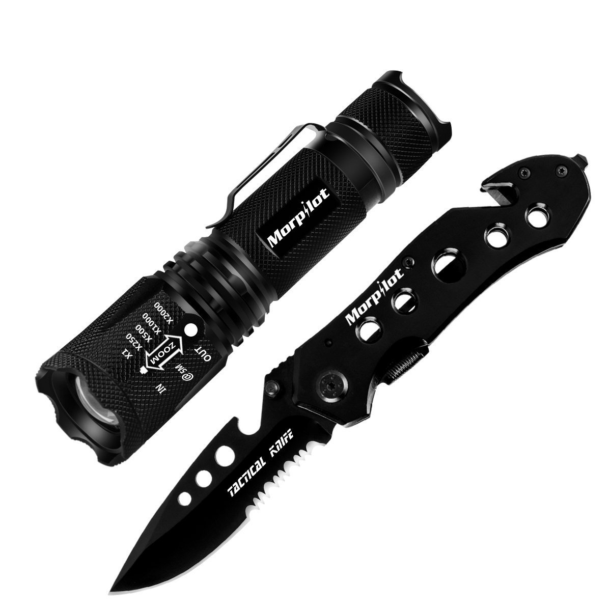 Linterna y Navaja Táctica Morpilot Lumen Modo LED Linterna IPX Impermeable Cuchillo