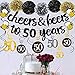 Joymee 50th Birthday Party Decorations Kit Cheers & Beers to 50 Years Banner 6 Pom Poms 12-Pack Sparkling 50 Hanging Swirl for 50th Anniversary Decorations 50 Years Old Party Supplies