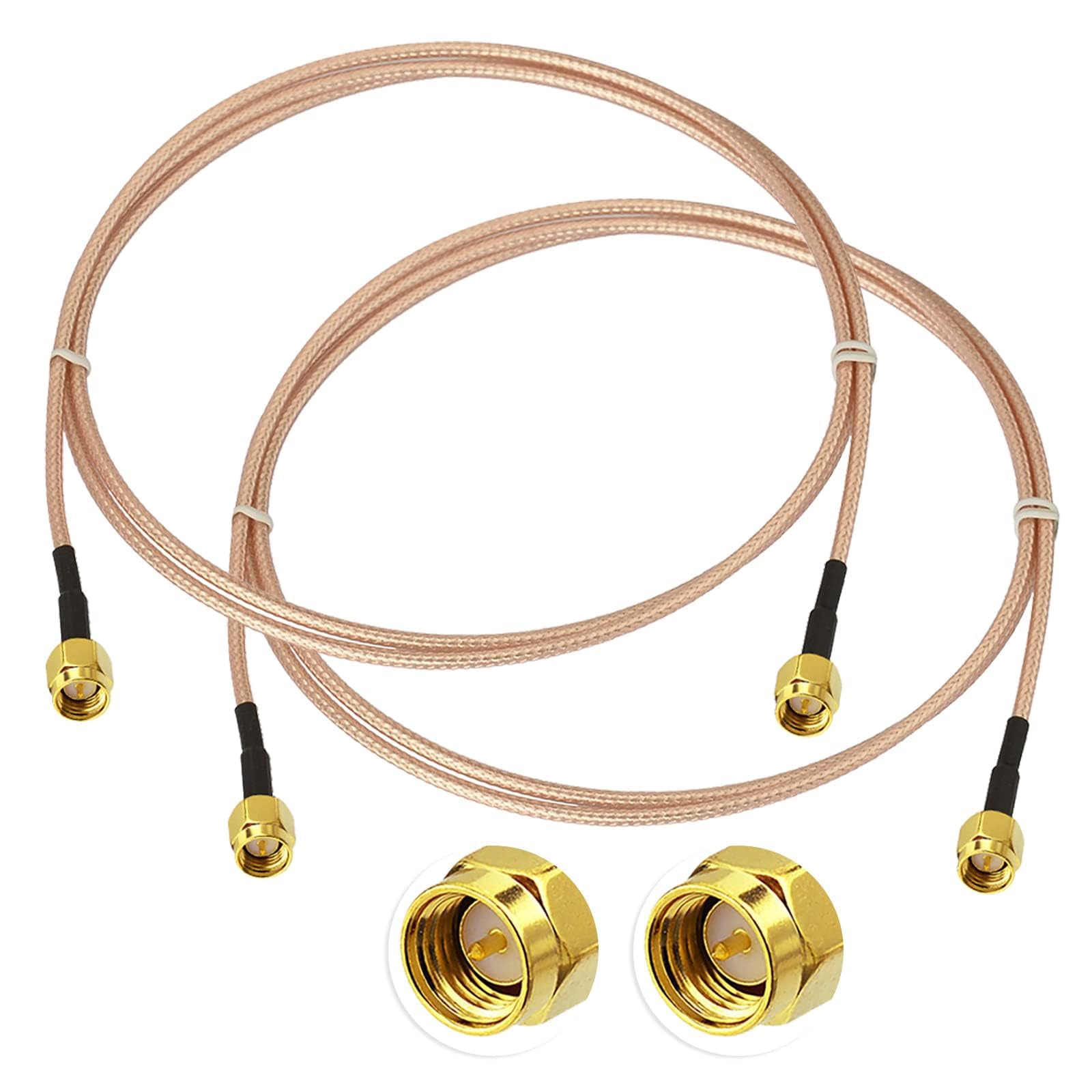 Superbat SMA Male to Male RG316 Cable 2m WiFi Antenna Extension Cable 50ohm for GPS/3G 4G LTE Antenna, RTL-SDR USB Dongle, ADS-B Receiver, Ham Radio, WiFi Router, Network Analyzer 2Pcs