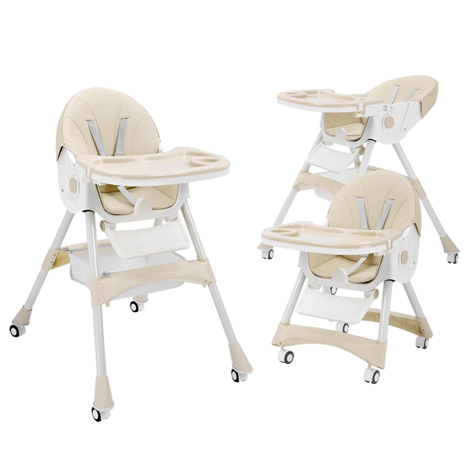 ZOOBLY ベビーチェア ハイローチェア 折りたたみ 取り外し可能なキャスター 足置き 二段テーブル付き 五点式安全ベルト 高さ調節 離乳食 お食事椅子 テーブルチェア 赤ちゃん用 キッズチェア 子供イス 多機能 組立簡単 出産祝い ６か月~４歳商品画像