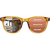 OuShiun Photochromic Progressive Multifocus Reading Glasses No Line Multifocal Reader for Women Men (BR +2.5)