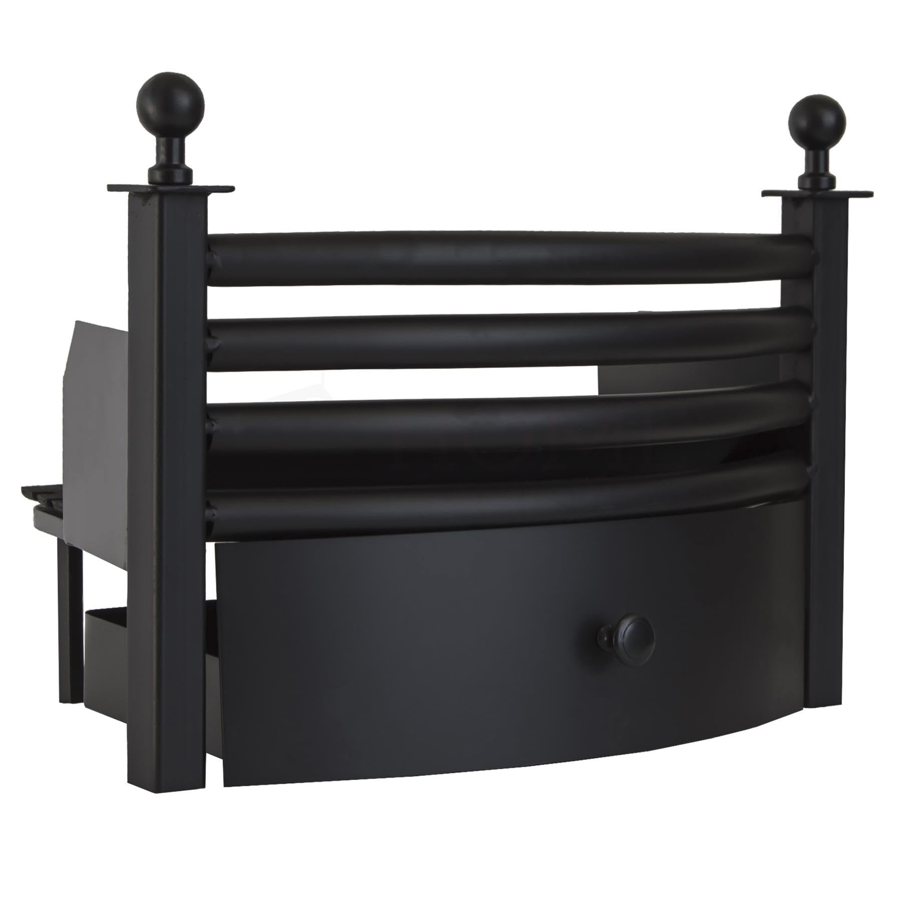 Fire Vida Laxton Solid Fuel Fireplace Grate – Cast Iron Fire Grate with Integrated Ash Pan & Fire Front – Black for Open Fires, Coal & Log Burners
