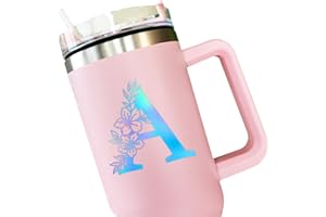 ZEARPT 3 x Monogram Letter, Initial Decal, Single Letter Monogram, Vinyl Decal for Tumbler, Floral Alphabet Sticker, Botanical Alphabet Vinyl Decal, Last Name Vinyl Initial Decal, Set of 3