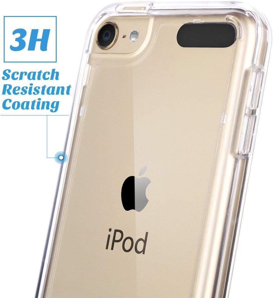ULAK Soft TPU Bumper PC Back Hybrid Case for iPod Touch 6/iPod Touch 5/iPod Touch 7 - Retail Packaging - Clear Slim