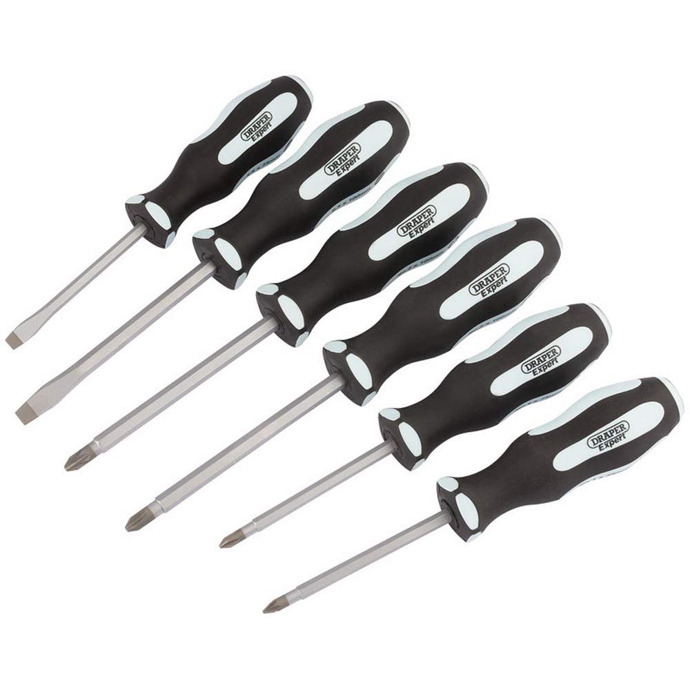 Draper 63590 Pound Thru Plain Slot Soft Grip Screwdriver Set, 6 Piece