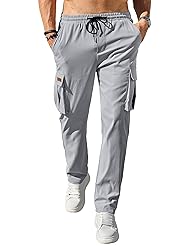 PLEPAN Men's Casual Cargo Pants Drawstring Hiking