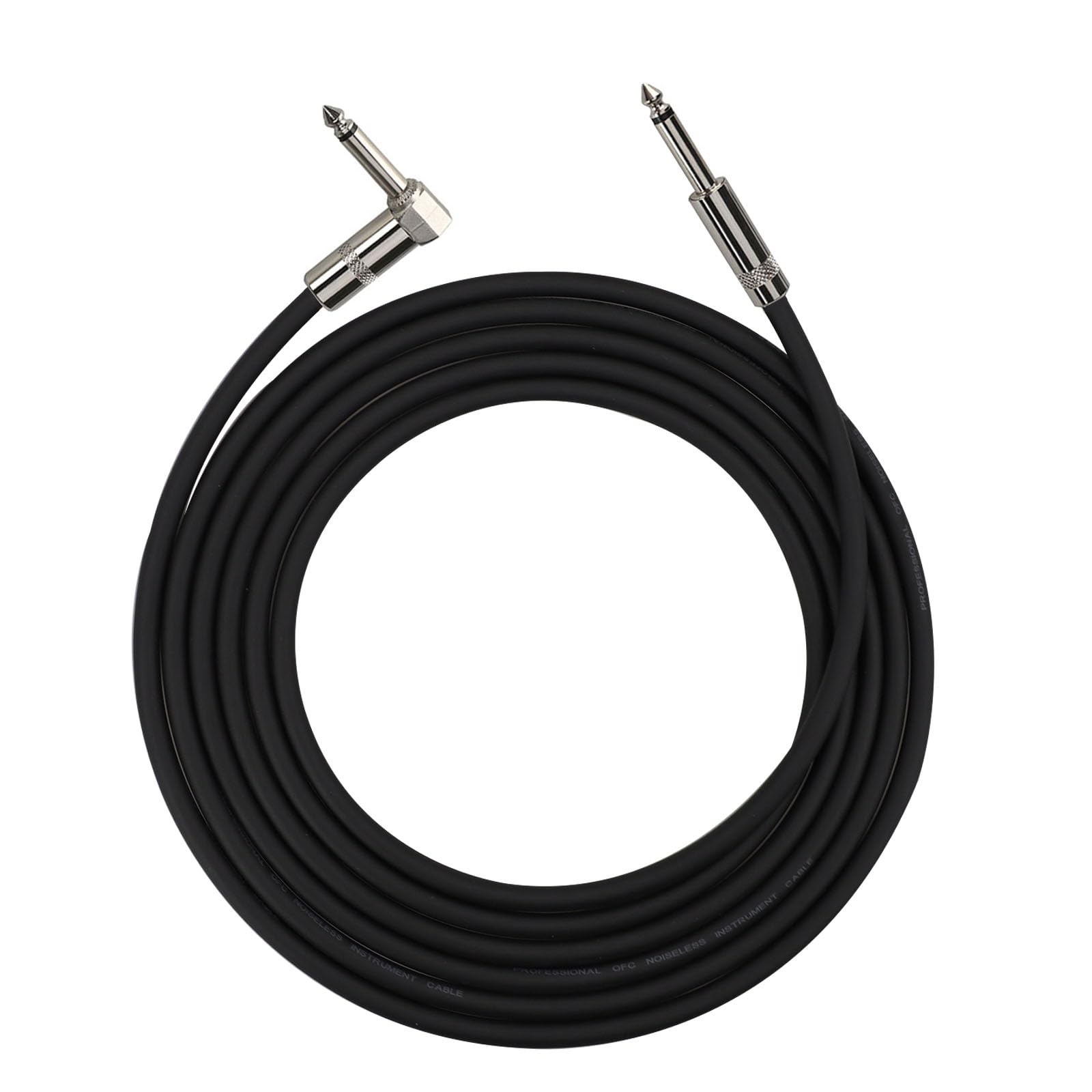 Rayzm Guitar Bass Cable- 3 meters 6.35mm Noiseless Straight to Right Angle Male TS Mono Instrument Cable