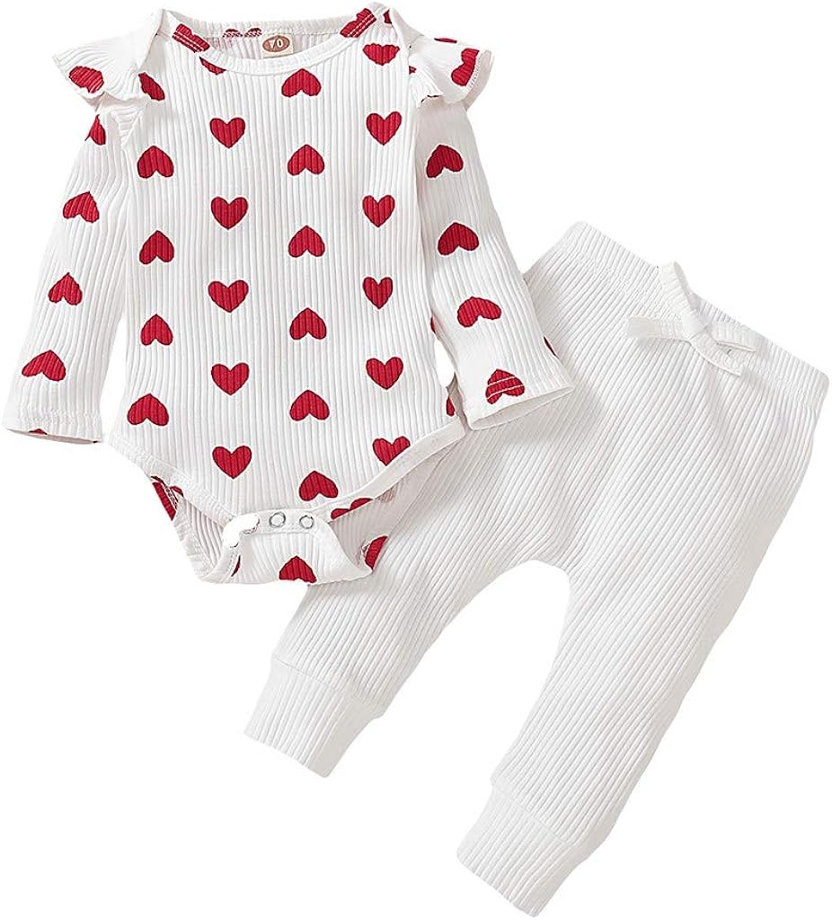 Robemon Ensemble De Vetements De Bebe Pyjama Bebe Body A Volants Imprime Coeur Combinaison Et Pantalon Tenues Ensemble De Saint Valentin Amazon Fr Vetements Et Accessoires