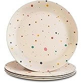 Nook Theory 4 Pack Reusable Bamboo Plates - Non-Toxic Toddler and Kids Plate, Dishwasher Safe, Not Microwavable Dinnerware (Pop 8")