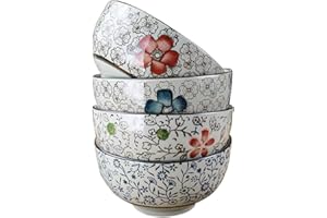 Japanese Style Rice Bowls set of 4, 5 Inch Ceramic Rice Bowls