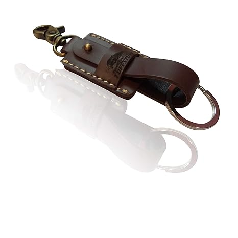 TUFFSTUFF American Design Leather Keychain Stylish Keyring Key Pouch (Brown)