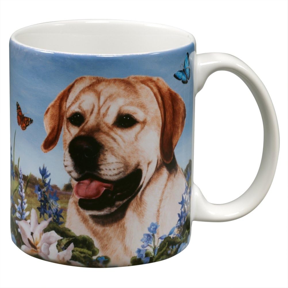 Amazingly Lifelike Yellow Lab and Butterfly Garden Mug