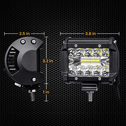 AMBOTHER 4” LED Light Bar Pod Lights Triple ROW Driving Light Off Road Lights Waterproof Spot Flood Combo Beam LED Cubes Lights For Pickup Trucks Jeep ATV UTV SUV Boat,1 Year Warranty, 60W, 2 Pack