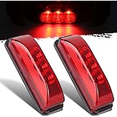Partsam Pair 3.9" Side Marker &amp; Clearance Light Red Waterproof Black Base Mount 3LED, Sealed Thin Line LED Trailer Marker Clearance or ID Lights w/Miro-Reflectors