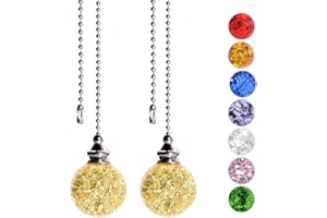 SUR-CIEL 2PCS Ceiling Fan Pull Chain, Fan Pull Chain Extension, Pull Chains for Ceiling Fans and Lights, Ceiling Fan Pulls, Light Pull Chain with 21 Inches Ball Beaded Pull Chain, Gold