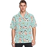 visesunny Mens Casual Button Down Short Sleeve Hawaiian Shirt Aloha Shirt
