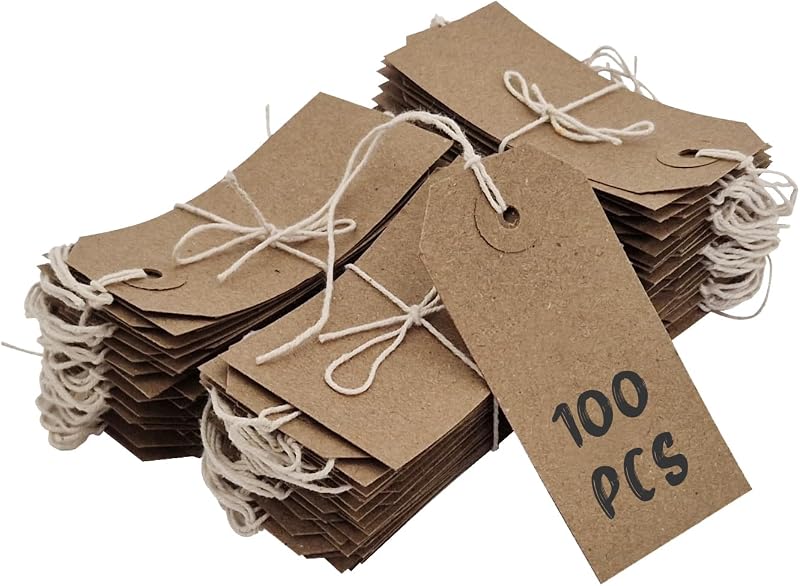Swift Brown Reinforced Card Clothing Parcel Labels 70x35mm Pack of 100