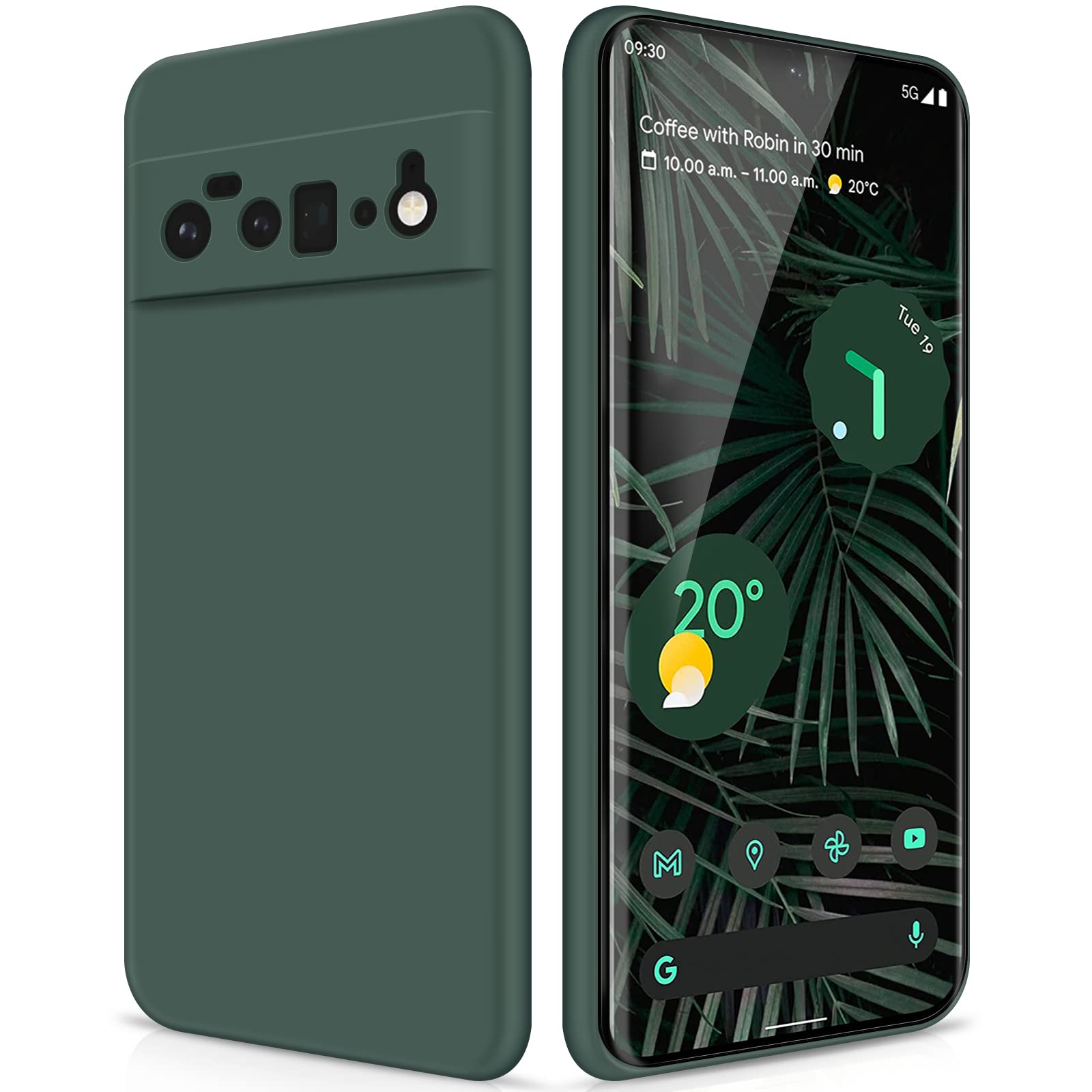GiiYoon Case Compatible with Google Pixel 6 Pro, Silky-Soft Touch Full-Body Protective Phone Silicone Case, Shockproof Cover with Microfiber Lining, green — image 1