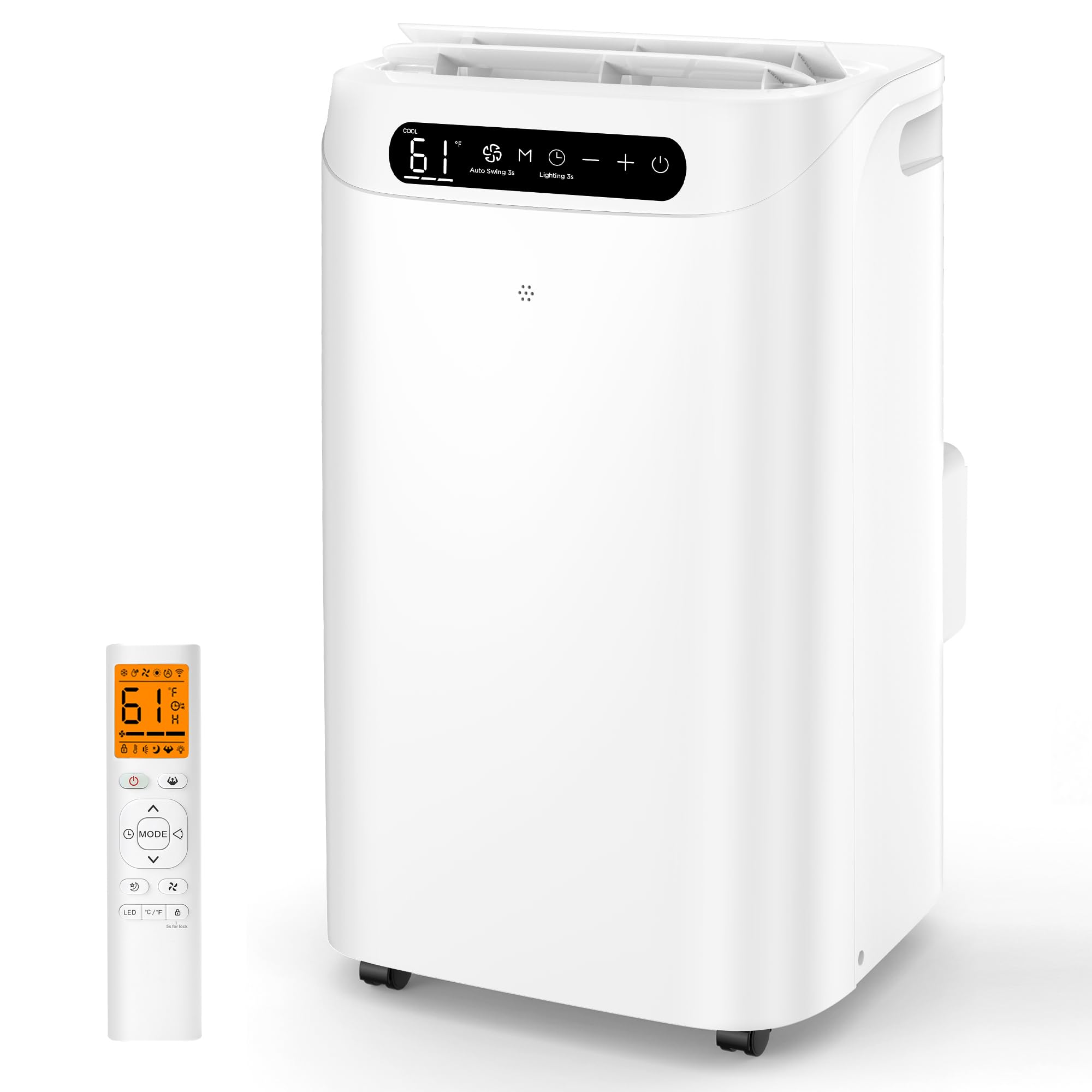 Photo 1 of ** front panel is cracked on right side see pics, powers on *** - Humhold 14000 BTU Portable Air Conditioners, Remote Control, 3 in 1 Free Stand Smart Cooling Portable AC Unit with Dehumidifier, Fan, Cools Room up to 700 sq.ft, 24H Timer, Windows Sealing 