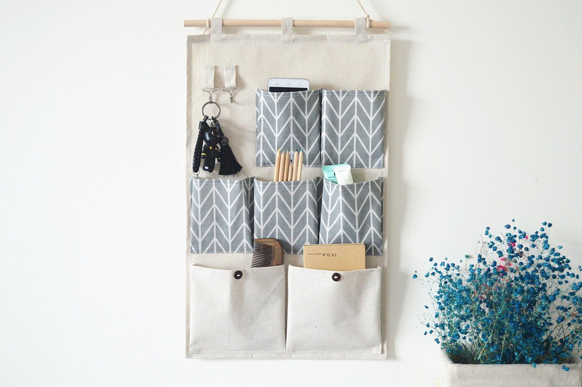 Anzirose Organizador Colgante Bolsa de Almacenamiento lino y algodón
