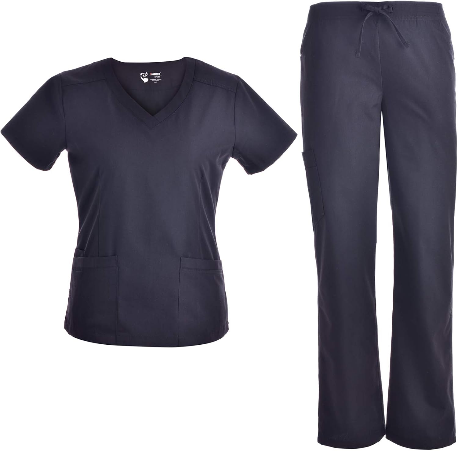 V Neck Nursing Women Scrubs Set Pandamed Workwear Uniform Slim Scrub Top and Pants