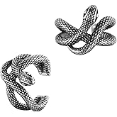 HZMAN Stainless Steel Ear Cuff Earrings No Piercing for Women Men Gothic Snake Clip On Cartilage Earring Jewelry