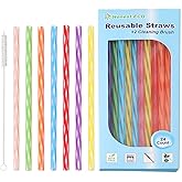 Honest ECO Reusable Stirrer Straws with Cleaner Brush Short Assorted color Plastic Pipes fit for Milk & Juice & Coffee & Smoo