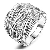Mytys Silver Rose Gold Intertwined Statement Ring Wedding Band Rings for Women Men 18mm Wide Size 6/7/8/9/10