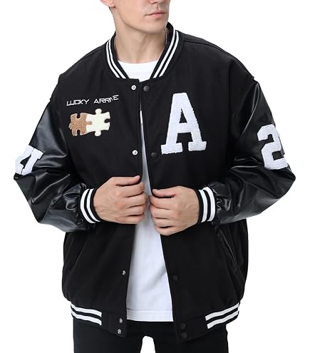 Moshtashio Mens Varsity College Jacket Baseball Bomber Jacket