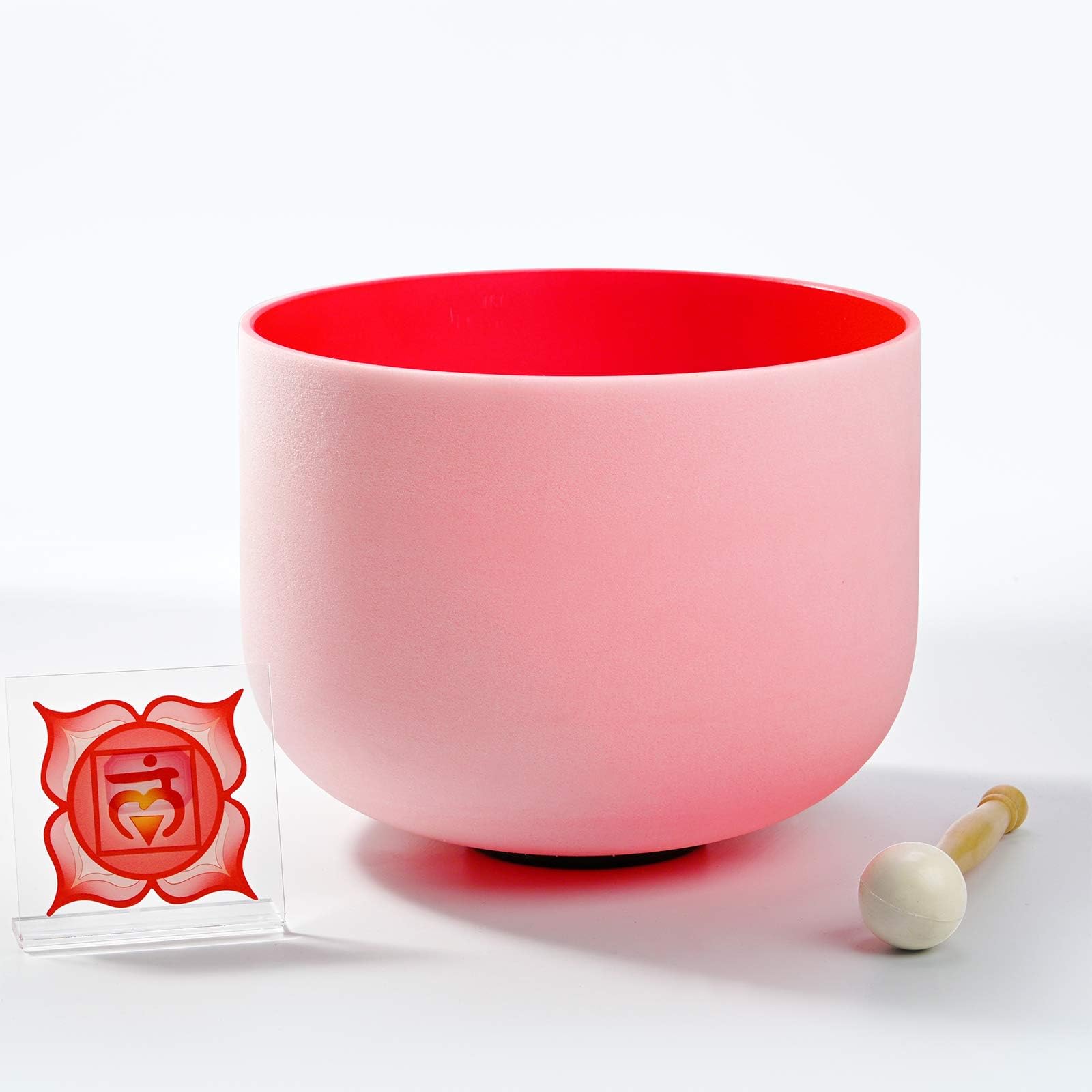 Frosted 10 Inch C Note Root Red Colored Quartz Crystal Singing Bowl with Mallet and O-ring