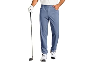 Runcati Mens Golf Pants Casual Flat-Front Stretch Work Dress Pants Lightweight Business Slacks