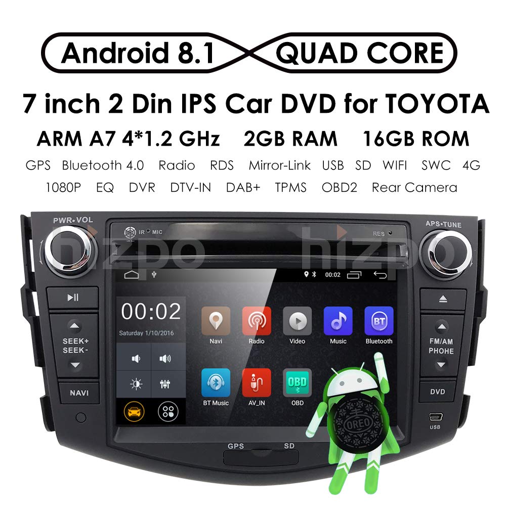 Android 8.1 Car GPS Unit Radio DVD Player for Toyota RAV4 2006 2007 2008 2009 2010 2011 2012 Touch Screen GPS iPod DVD Navigation Radio Bluetooth Hands